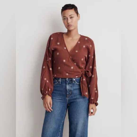 Madewell Tops - Madewell Size Medium Brown Floral Wrap Top